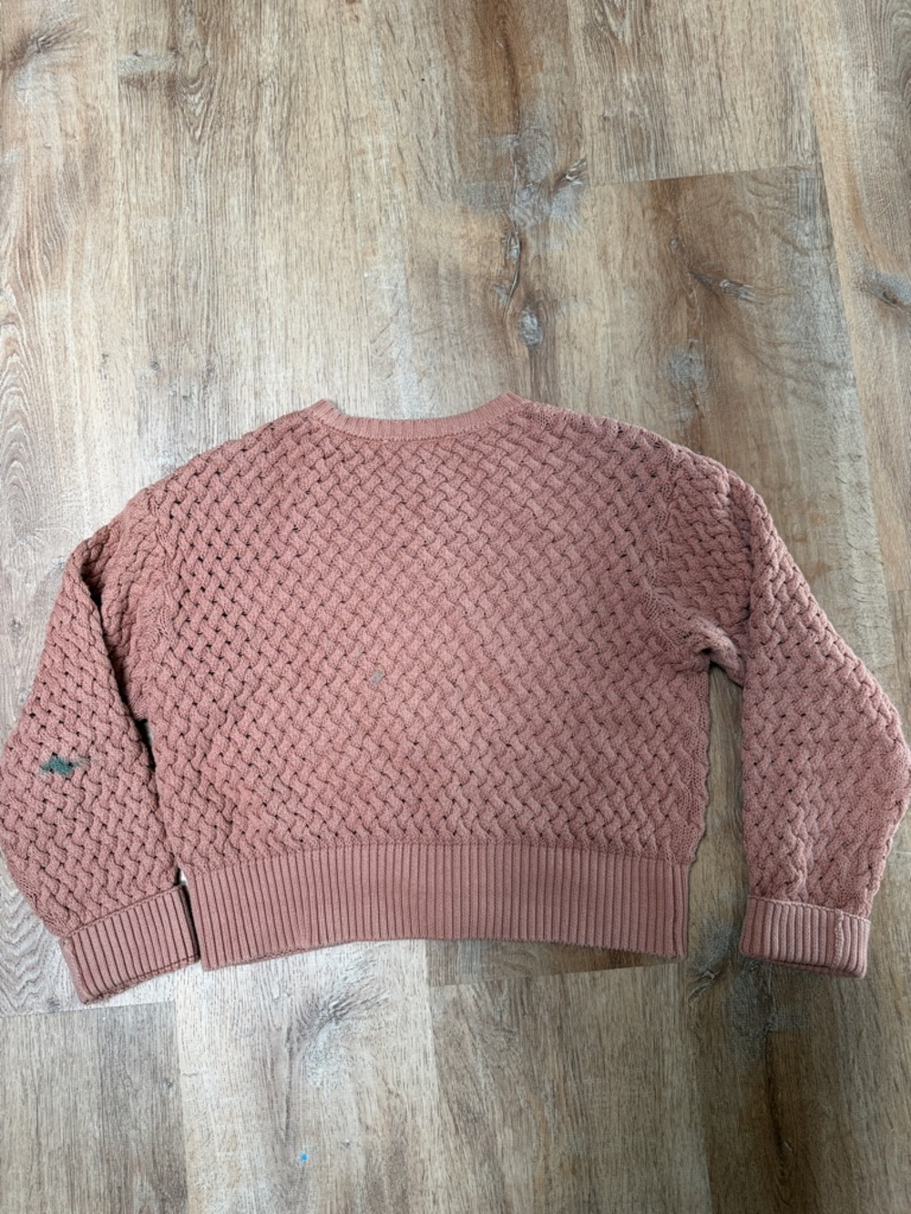 THE GREAT. Textured Cable Button-Front Cardigan - Rusty Rose - Picture 2 of 4